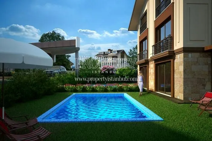 The villa's swimming pool in the Merkez Zekeriyakoy compound