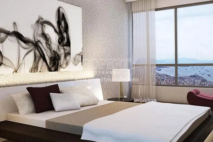 The bedroom with the sea view in Mesa Kartall