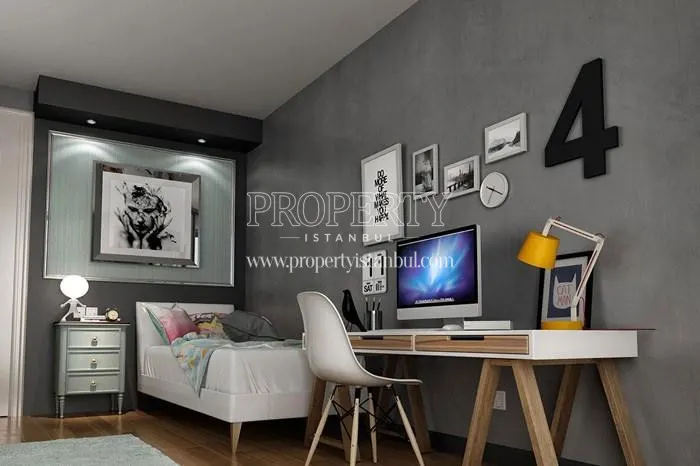 Grey and white designed bedroom in Mevsim Istanbul