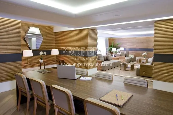 The meeting room with wooden decorations on the wall in Mint Kagithane