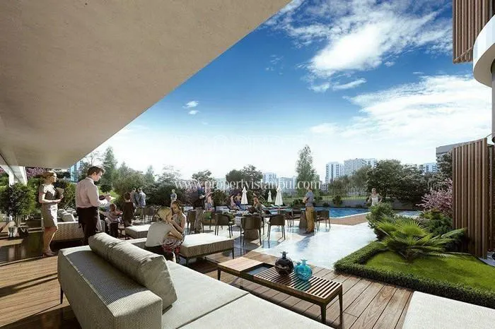 Mod Istanbul residents having a party near the pool