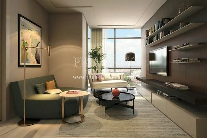 The living room of the NG Residence sample apartment