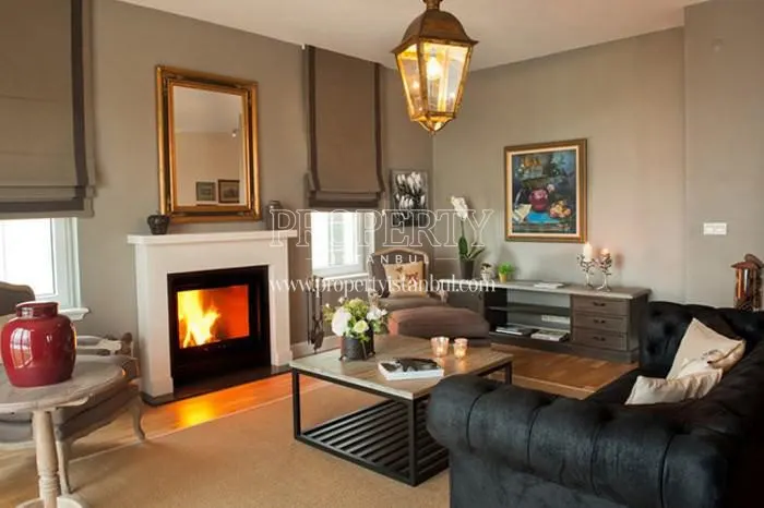 The living room with the fireplace in Neo Golpark Istanbul 4. Etap