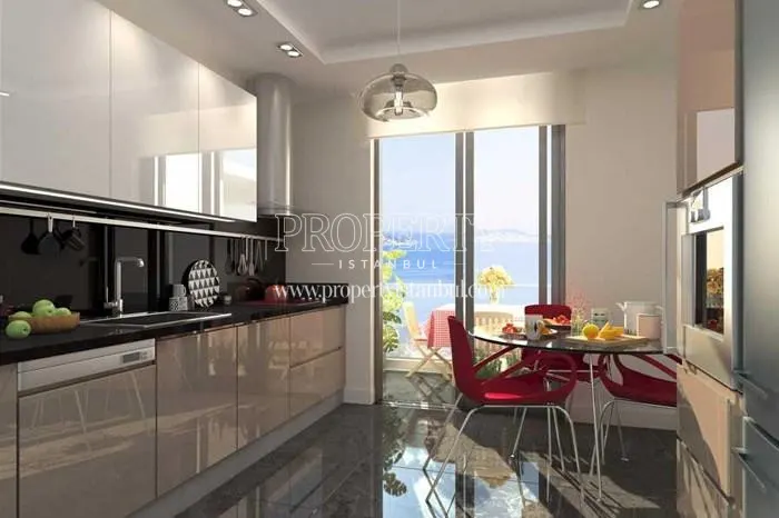 The kitchen with a balcony in Nest Dragos
