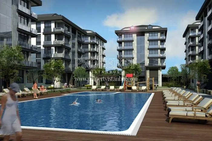 The outdoor swimming pool of Nevsa Konaklari