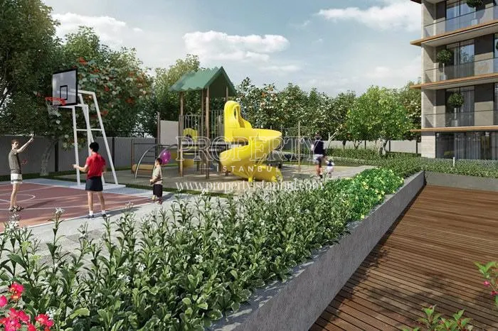Playground for children behind the basketball court in New Nisantepe Cekmekoy