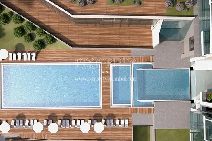 The panoramic view of the swimming pools in Nissa O2 Residence