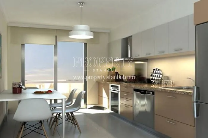 The kitchen with a balcony in Norm Istanbul