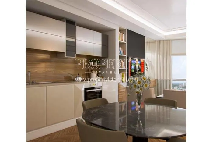 The kitchen of the Ofton Beyoglu sample apartment