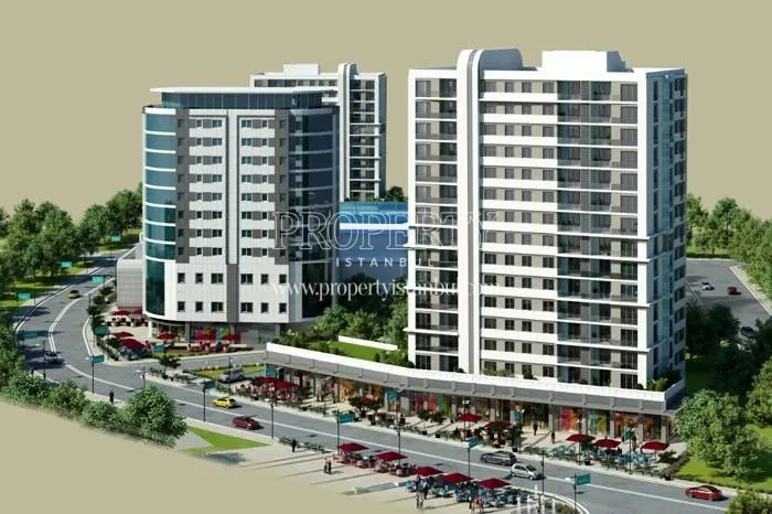 Crowded shopping center in the Olimpa Park Konutlari compound