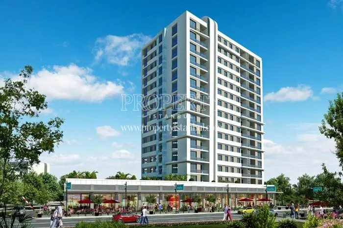 Shopping center under the residential building in the Olimpa Park Konutlari compound