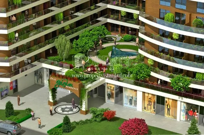 The landscaped areas in Onay Garden Residence
