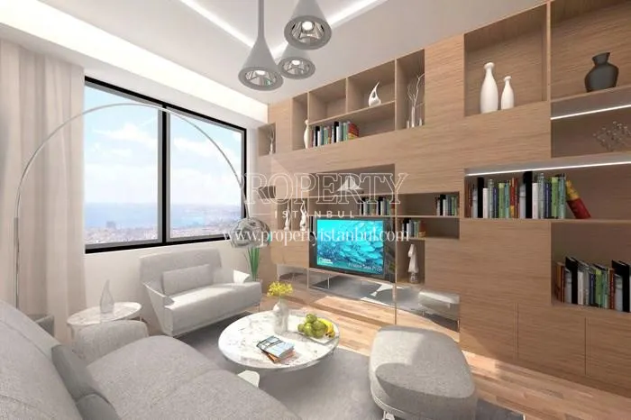 The living room with a sea view in the Optimist Residence project