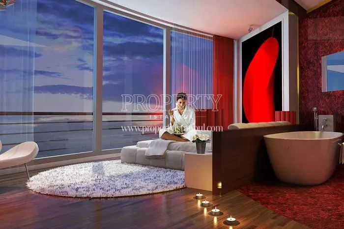 Luxury master bedroom with a sea view in Ottomare Suites