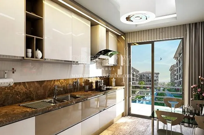 The kitchen with a landscape view in Papatya Vadi Konaklari
