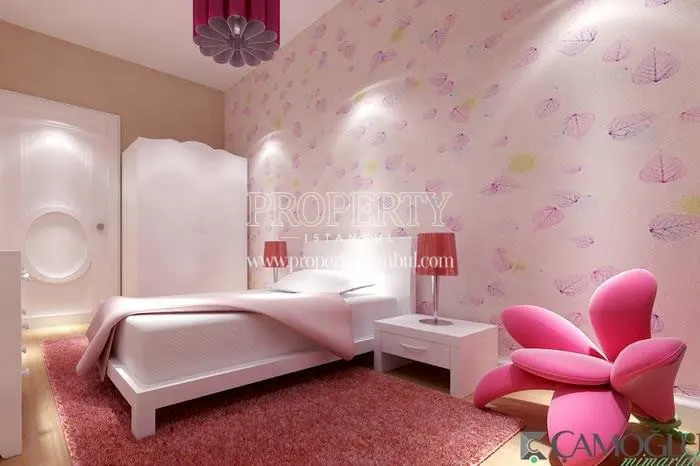 Pink and white designed girl's bedroom in Paradise Gunesli