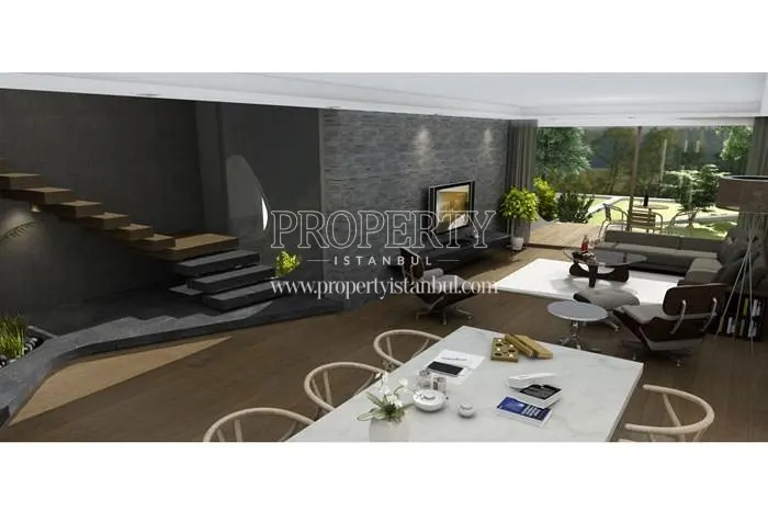 The living room of the duplex unit in ParkONE