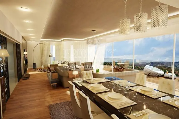Spacious living room with a land view in Pirlanta Camlica