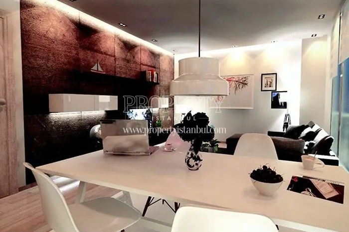 Black and white furnished living room in Pixell Prime