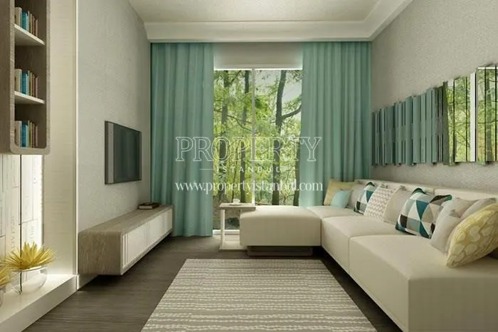 White corner sofa in the living room in Port Life Tuzla