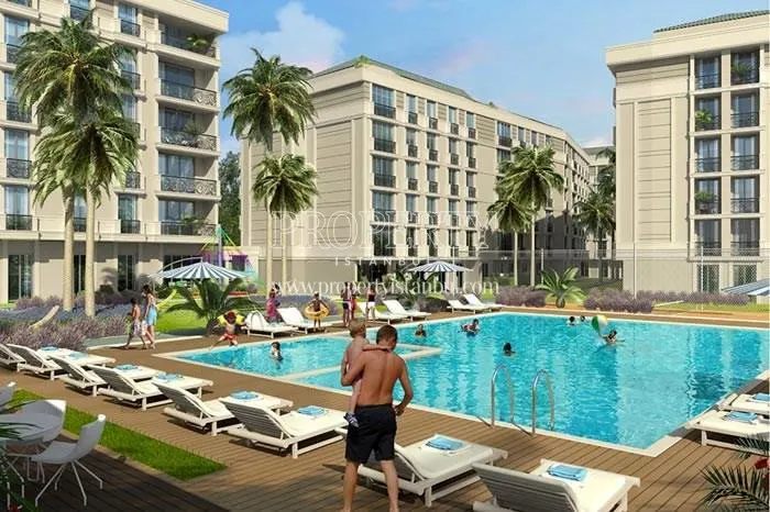 The residents swimming in the Port Life Tuzla swimming pool