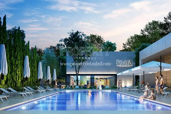 Prava Kartal residents swimming in the compound pool