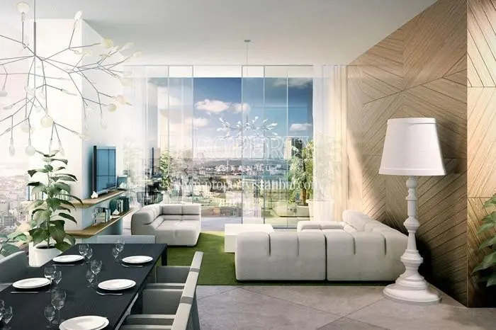 Luxury living room facing the city in Quasar Istanbul