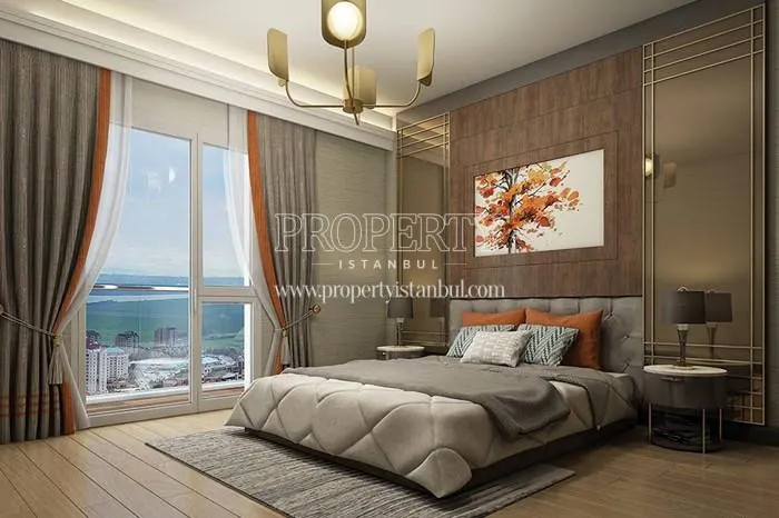 The master bedroom with a sea view in Referans Bahcesehir
