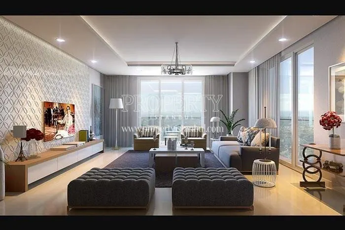 Spacious living room with the city view in Referans Gunesli