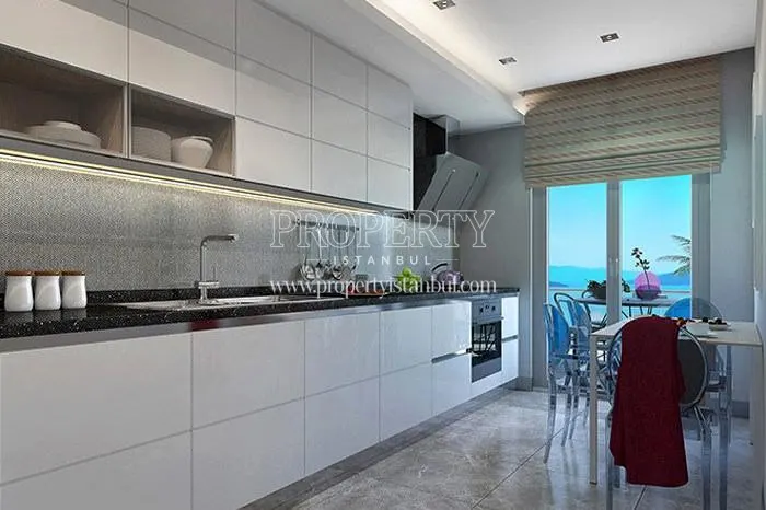 The kitchen with a bathroom in Referans Kartal Kordonboyu