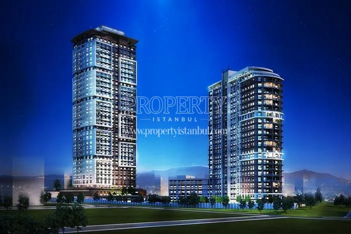 Referans Kartal Towers at night