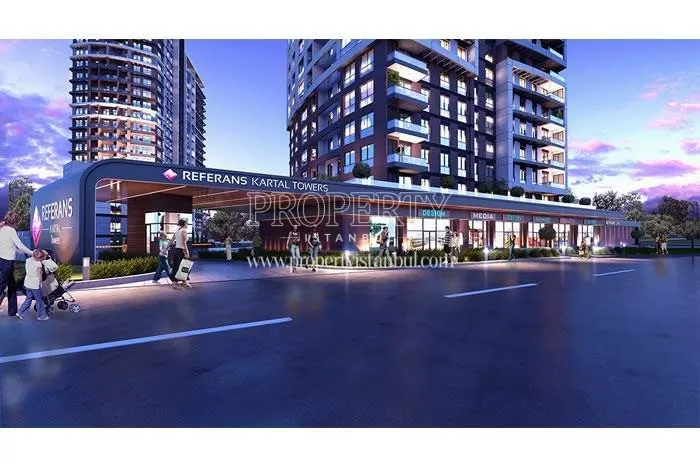 Referans Kartal Towers compound at night