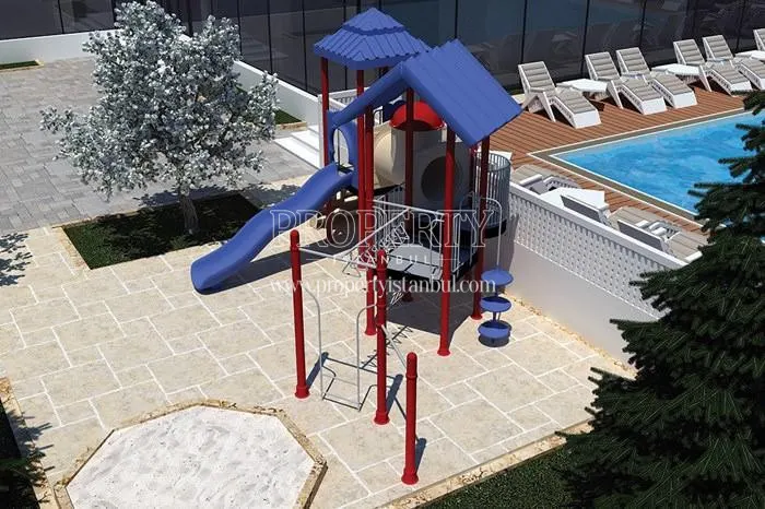 Playground for children and outdoor swimming pool in Residence Eagle