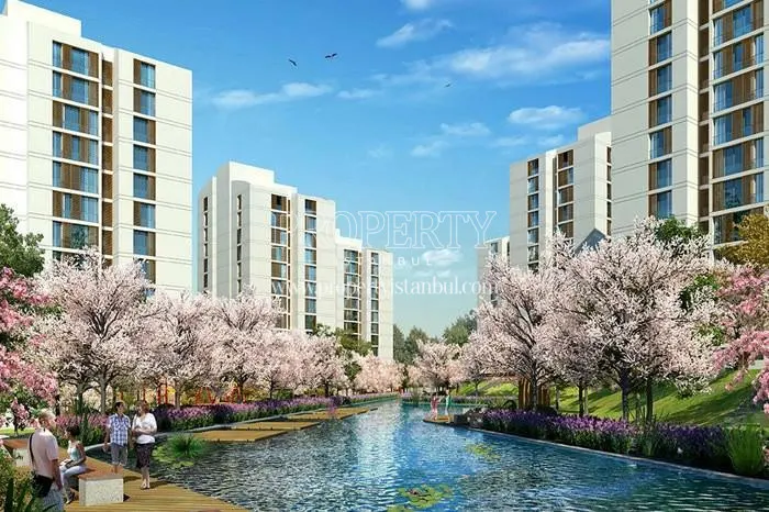 The walking track along with the lagoon inside the Resim Istanbul compound