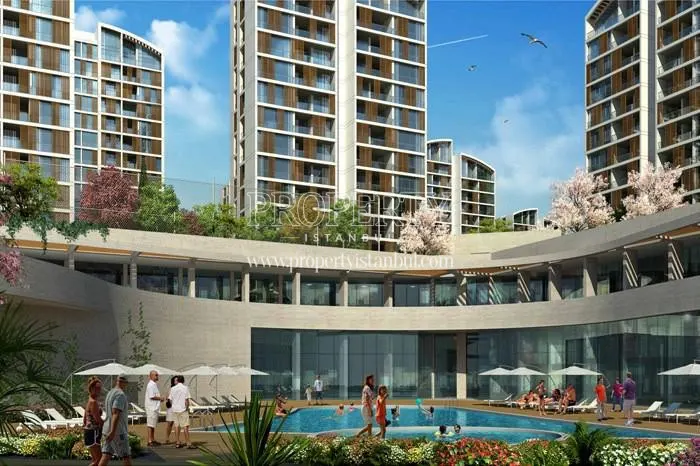 The outdoor swimming pool in the Resim Istanbul compound