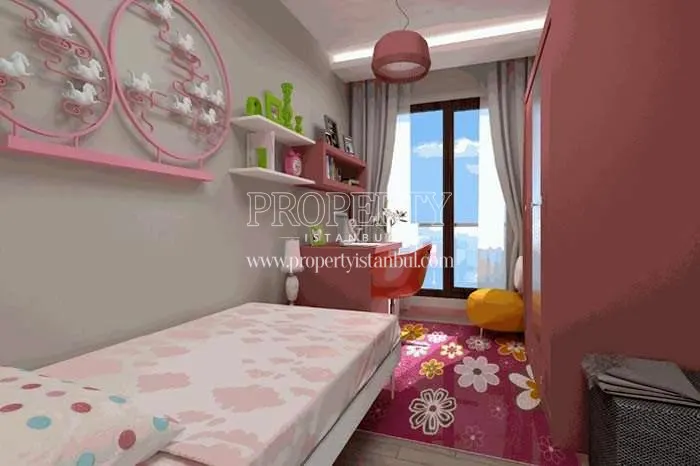 Bedroom with pink furniture for girls in Revoist Evleri