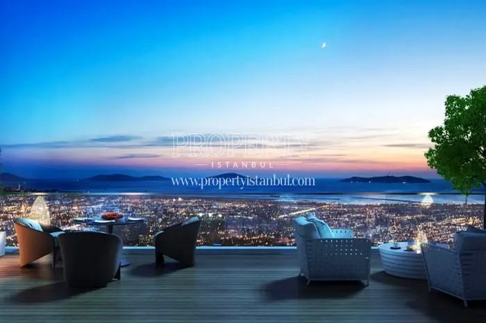 The sea view at night from Ronesans Sayfiye's viewing terrace