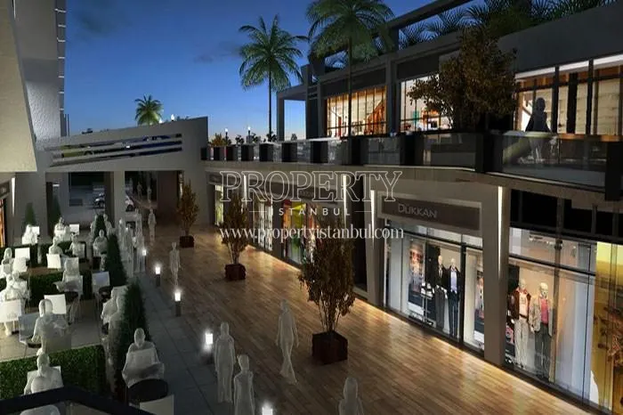 The shopping center under the office units in the Rota Office project