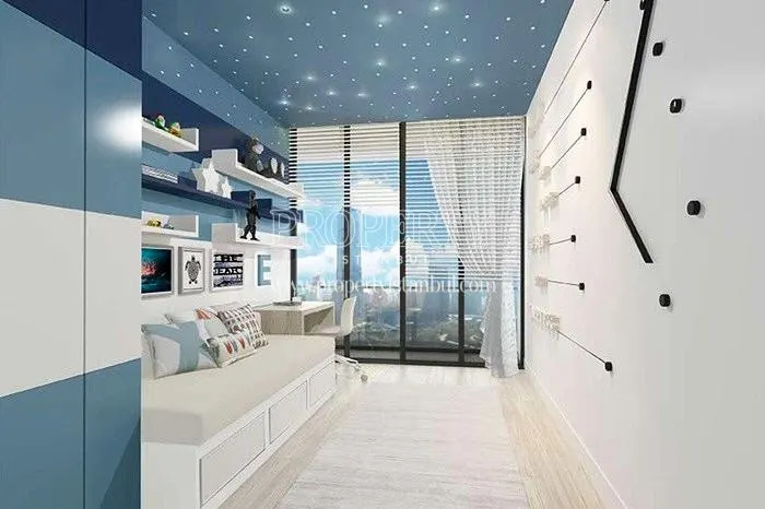 The bedroom that is decorated in a space concept in Roya Nova Rezidans