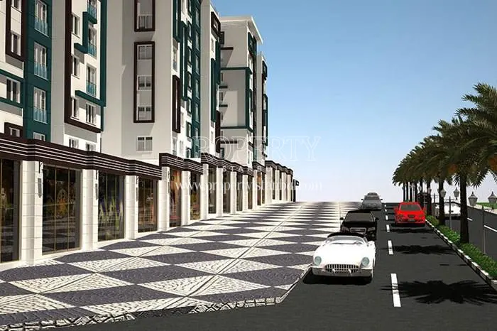 The street in front of the Ruya Prestij Residence compound