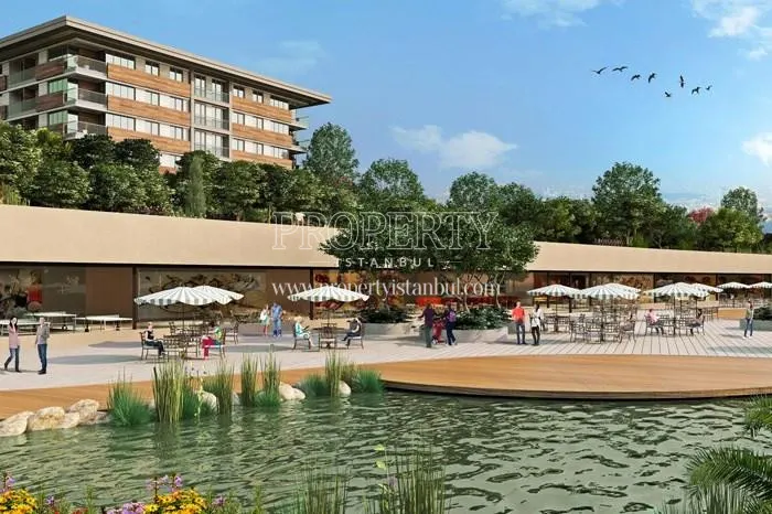 The lagoon in front of the cafe in the Safahat Istanbul compound