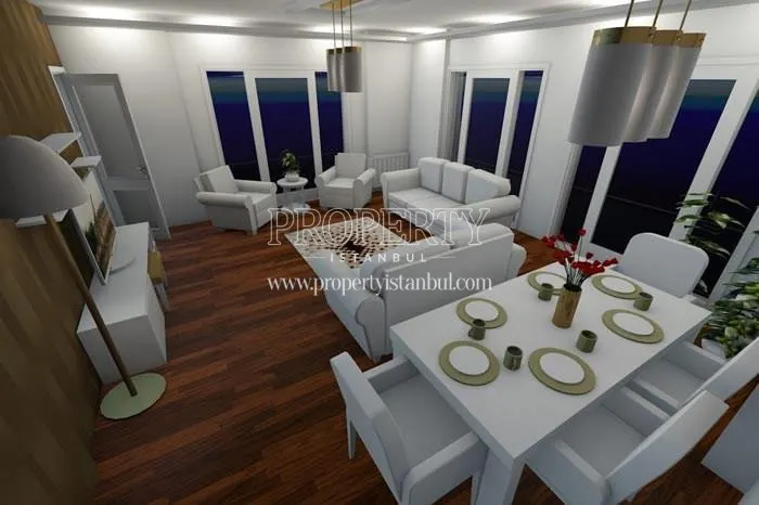 White furnished living room in Saglam Park Gunesli