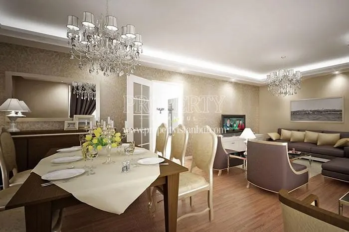 A luxuriously designed living room in Sakiz Agaci Konutlari
