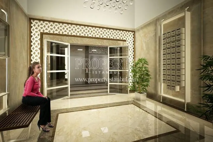 The entrance of the Sakiz Agaci Konutlari building