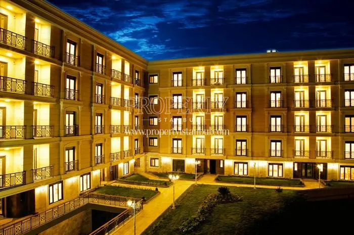 The inside of the compound when all the lights are on