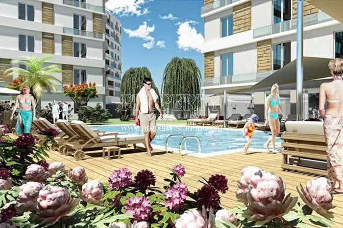The outdoor swimming pool of the Sample Park compound