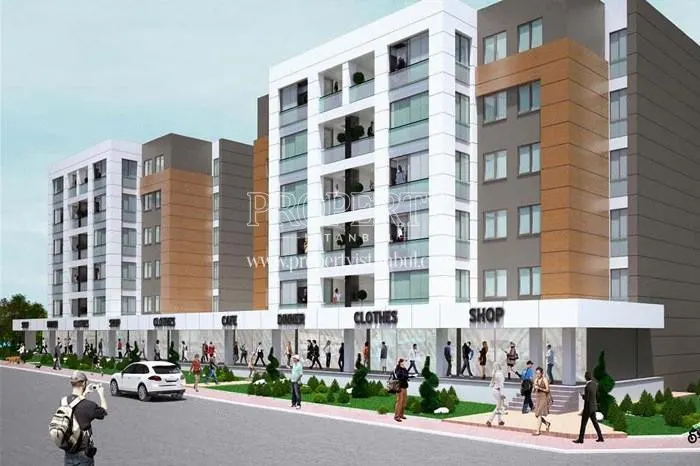 The shopping center under the residential buildings in Saral Life