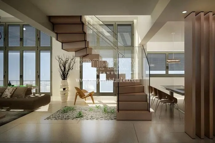 The living room of the duplex apartment in Sazak Rezidans