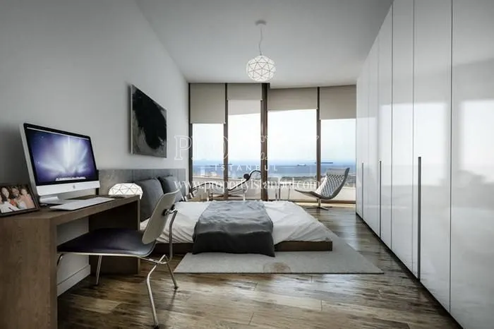 The master bedroom with a study desk in Selenium Atakoy