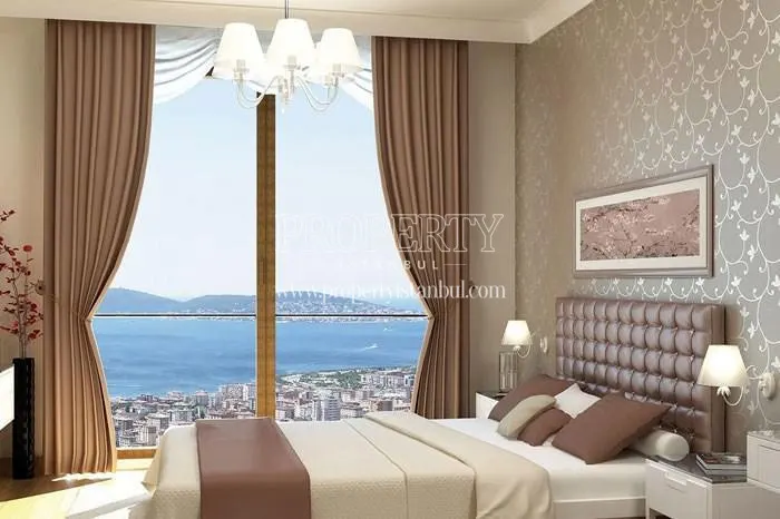 A bedroom with a sea view in Seyr-i Adalar